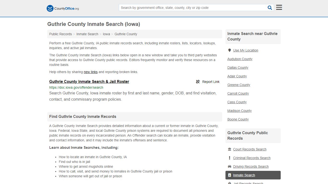 Inmate Search - Guthrie County, IA (Inmate Rosters & Locators)