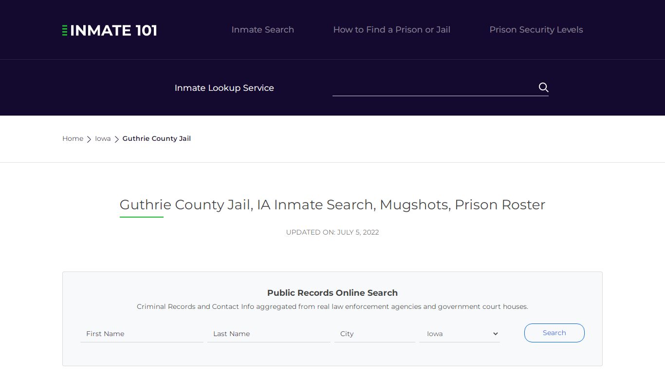 Guthrie County Jail, IA Inmate Search, Mugshots, Prison ...